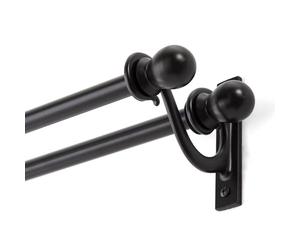 Kenney Double Bracket Window Curtain Rod Set, Black, 28 to 48-inch