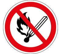 kennzeich nungg scudo simbolo: Nessun fuoco aperto/luce | vexat della Norma | Ø 200 mm | Bianco/Rosso | 1 pezzi