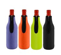 KENOBE 4 x 16 OZ refrigeratori per bottiglie di birra, isolati, riutilizzabili, antiscivolo, in neoprene, maniche con chiusura lampo, custodie per bottiglie di birra (500-530 ml), 4 refrigeratori di