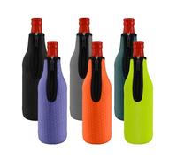 KENOBE 6 x 16 OZ refrigeratori per bottiglie di birra, isolati, riutilizzabili, antiscivolo, in neoprene, maniche con chiusura lampo, custodie per bottiglie di birra (500-530 ml), 6 refrigeratori di