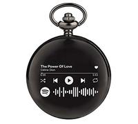 Kenon Orologio da tasca Spotify con incisione laser personalizzata, regalo per laurea e partenza + confezione regalo regalo per compleanno, laurea, festa del papà, -