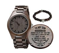 Kenon Orologio in legno inciso per figlio e fidanzato, orologio in legno personalizzato regalo per fidanzato, regalo di laurea da mamma, da papà, Per il figlio dalla mamma, Men's Standard, Bracciale