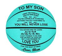 KENON - Pallone da Basket con Incisione Personalizzata per Figlio, per Interni ed Esterni, in Pelle, Ideale Come Regalo per Figlio da Mamma papà (A Mio Figlio dalla Mamma)