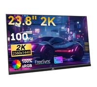Kenowa Schermo portatile da 23,8 pollici, 100 Hz, monitor 100% sRGB QHD 2560 x 1440 2 K, FreeSync IPS, schermo esterno con USB-C HDMI per Macbook/PC/Xbox/PS4 5, altoparlanti