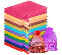KENPOJO 120 Pezzi Sacchetti Organza 10x15 CM, Multicolore Sacchetti per Confetti con Coulisse, Sacchettini Bomboniere Trasparenti, Portaconfetti Sacchetto Regalo in Organza di Lavanda Gioielli Natale