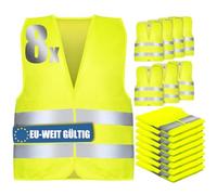 KENPOJO 8 Pezzi Gilet Alta visibilità Uomo, Giubbotto Catarifrangente Auto Conforme alla Normativa EN ISO 20471, Gilet Catarifrangente Alta visibilità di Sicurezza per Automobilisti Lavoratori