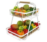Ken's Kitchen Porta Frutta Cucina Portaoggetti Staccabile Portafrutta Alzatina a 2 piani per avere più spazio sul piano di lavoro,mantiene frutta e verdura fresca,Porta frutta da tavolo bianco