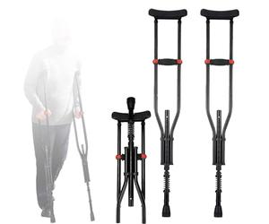 Kensbro 1 Coppia Stampelle Ascellari, Supporti per Avambraccio, Altezza Regolabile, 150KG Portata, Leggere in Alluminio Universali con Imbottiture Morbide per Anziani e Disabili