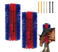 Kensbro 2 Pezzi Spazzola per Tiragraffi per Bestiame Cavalli, Spazzola Per Grattare Mucche per Animali Domestici come Mucche e Pecore (Rosso e Blu)