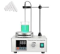 Kensbro agitatore magnetico con piastra riscaldante con 6 bastoncini | Agitatore magnetico da 250 W con regolatore di velocità continuo da 0 a 2200 giri/min, display digitale, per laboratori