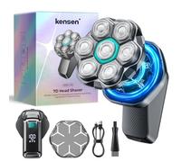 kensen Rasoio Elettrico Testa Calva Uomo 7D Rasoio Testa Calva Zero Assoluto IPX6 Impermeabile 100 Minuti di Autonomia con Testina di Taglio Magnetica & Porta di Carica USB-C 8100 & 8500 giri/min