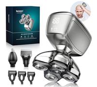 kensen Rasoio Testa Calva Impermeabile 5D Rasoio Elettrico Capelli 0 mm Wet & Dry Rasoio Elettrico Barba 120 Min con con Testina per Naso + Orecchie & Pettine Limitatore(3/5/7mm)