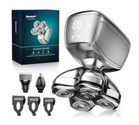 Kensen Rasoio testa uomo 3 in 1, IPX6 impermeabile macchina da barba testa per calvo con testine magnetiche 5D, tagliacapelli e naso, rasatura a secco e umido, ricarica USB-C