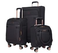kensie Set di 3 valigie Hudson, Nero con oro rosa, L, Hudson Softside - Set di 3 valigie girevoli