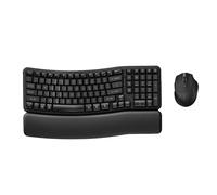 Kensington Pro Fit™ Ergo KM620-RC Tastiera e mouse wireless EQ ricaricabile, tastiera QWERTY, design ergonomico Wave, connessione Bluetooth e 2,4 GHz, tasti programmabili (K72490NA)