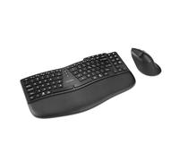 Kensington Pro Fit Ergo KM675 EQ Tastiera e Mouse Wireless, Tastiera TKL, Tastiera Split Ricaricabile Ergonomica, Bluetooth e 2.4GHz fino a 3 Connessioni Dispositivi, Tasti Programmabili, Nero,