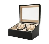 KenSyuInt Caricatore automatico per orologi, scatola per orologi, 4 + 6 orologi, scatola per gioielli, finestra, orologio automatico, con cavo di alimentazione, Nero