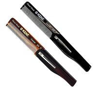 Kent Pettine tascabile pieghevole da uomo, 20T, a denti fini, per acconciare capelli, barba o baffi, da usare a secco o con balsami, tagliato a mano, realizzato in Inghilterra