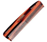 Kent R7T Double Tooth Hair Pocket Comb, Small Fine/Wide Tooth Comb For Hair, Beard and Mustache, Coarse/Fine Hair Grooming Comb for Men, Women and Kids. Saw Cut Hand Polished. Handmade in England