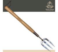 Kent & Stowe Forchetta lunga da giardino - Forcone giardinaggio in acciaio inossidabile, rastrello con manico lungo in frassino, lunghezza: 58,5 cm