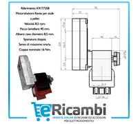 Kenta Motoriduttore Albero Cavo per Stufa a Pellet 220V 50/60Hz TMC CADEL KARMEK
