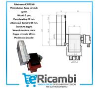 Kenta Motoriduttore Albero Cavo per Stufa a Pellet 220V 50/60Hz TMC CADEL KARMEK