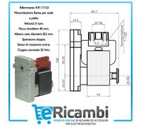 Kenta Motoriduttore Albero Cavo per Stufa a Pellet 220V 50/60Hz TMC CADEL KARMEK