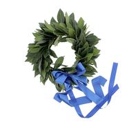 KENTIS - Corona di Alloro Vera per Laurea - Foglie di Alloro Fresche 100% Italiane - Colore Nastro a Scelta - Nastro Blu