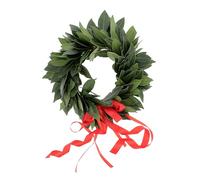 KENTIS - Corona di Alloro Vera per Laurea - Foglie di Alloro Fresche 100% Italiane - Colore Nastro a Scelta - Nastro Rosso