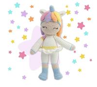 Kenuak® Bambola Unicorno all’Uncinetto Bianca, Figura Unicorno all’Uncinetto Fatta a Mano, Personaggio Amigurumi, Regali Originali all’Uncinetto per Bebè