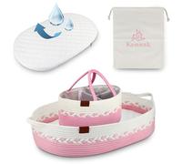 Kenuak® Cesta Fasciatoio per Bambini, Cestino per Neonati Portatile con Materasso Impermeabile, Cestino Fasciatoio con Materasso Impermeabile e Rivestimento Sfoderabile, Moses Cestino (rosa)