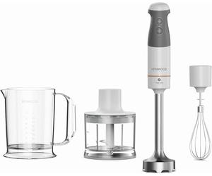 Kenwood Frullatore ad Immersione HBM40.302WH, Sistema TriBlade con 3 Lame, Asta in Metallo Lunga 20 cm, Inclusi Frusta a Filo, Bicchiere Graduato, Tritatutto da 0.5 L, 850W, 3 accessori, Bianco