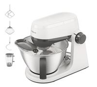 Kenwood Multi Tasker - Impastatrice Planetaria con accessorio Frullatore, 1,7 kg per Pane e Pizza, Planetaria con Attacco Accessori, Paraschizzi con Misurino, Bianca (KHC30.040WH)