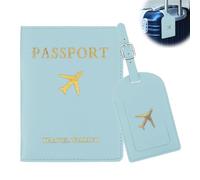 KENWOOD Porta Passaporto e Etichetta Valigia Aereo, Pelle Pu Custodia Passaporto Italiano con Blocco RFID, Portapassassaporto Cover per Carte Di Credito, D'Identità e Documenti Di Viaggio（Blu）