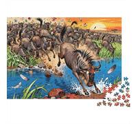 Kenya Maasai Mara migrazione delle gnu Puzzle in Legno Impermeabile DIY Puzzles Da 1000 Pezzi Per Adulti Sfidanti E Rompicapo Giochi Di Impegnativi