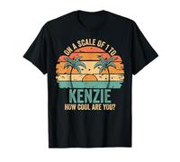 Kenzie Personalized Name Cute Retro Girls Groovy Birthday Maglietta