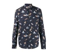 Kenzo - Camicia in Cotone con Stampa a Pennellate - - Shirts - Uomo - Blu - S