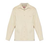 Kenzo - Camicia oversize firmata in cotone a spina di pesce - - Shirts - Uomo - Beige - M