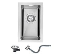 KEOKBON Piccolo lavello Nano argento, 25 x 40 cm, piccolo lavandino da cucina senza foro per rubinetto, 1 lavello in acciaio inox con valvola a setaccio e troppopieno, lavello da cucina