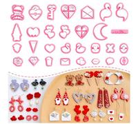 Keoker Stampini per argilla per San Valentino, 30 forme, per San Valentino, argilla polimerica, cigno, cuore, orso e altro, per adulti, non pieghevoli