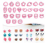 Keoker Stampini per argilla polimerica, a forma di animali, per gioielli in argilla polimerica, 25 forme di facce di animali, piccoli orecchini per la realizzazione di argilla polimerica (borchie