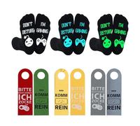 KEORHEZ 3 Paia Di Calzini Da Gioco, Regali Di Natale Per Uomini E Giocatori, Calzini Divertenti Gemtte, Con 3 Appendini in Feltro Per La Porta, Regali Di San Nicola Per Uomini, Papà, Moglie