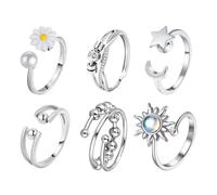 KEORHEZ 6 Articoli Anello Antistress Donna Anelli Spinner Con Perline Anxiety Ring Apertura Regolabile Adatta Sia Per Uomo Che Per Donna
