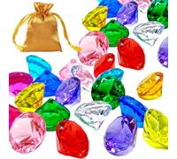 KEORHEZ 60 pezzi di diamanti per bambini, pietre preziose per bambini, grandi, cristalli, pietre preziose per bambini, ricerca del tesoro, borsa per il compleanno dei bambini, per matrimoni, vasi da