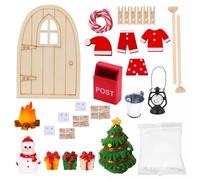 KEORHEZ Porta Elfo Natale Kit Casetta Elfo Natale Adatto per Il Fai da Te Fatto a Mano dei Bambini Regali per Le Feste Compresi Vestiti Natalizi Mini Cassette della Posta ECC