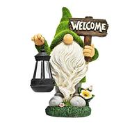 Kepgapo Gnomo Floccato Statue da Giardino Solare Decorazioni per Esterni Gnomo Floccato con Statuetta A Lanterna Solare Nani Ornamenti da Giardino Jardim