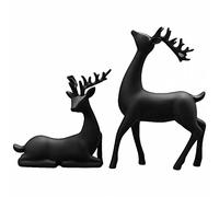 Kepgapo Statuine di Renne Set di 2 Statue di Cervi nel Resina Scultura di Alci Ornamenti di Cervi per Soggiorno TV/Armadietto del Vino Decorazioni per La Casa B