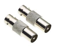 Keple Adattatore BNC Femmina a Spina TV Maschio - 50 Ohm, Corpo in Ottone Nichelato, Coassiale - Confezione Da 2