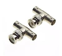 Keple Adattatore Da Spina BNC A 2x Prese A T - Splitter Adattatore Coassiale Doppio Femmina A 3 Vie A T Da 50 Ohm, Per Cavo Coassiale, CCTV, Antenna - Confezione Da 2