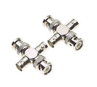 Keple Adattatore da spine BNC a prese BNC a 4 vie con corpo in ottone nichelato - Adattatore da 2 spine BNC a 2 prese BNC per connettore splitter coassiale, connettori a T - Confezione da 2